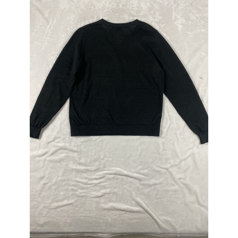 Garnet Hill 100% Linen Knit Cardigan Sweater Women Sz S Black Coastal Minimalist - Picture 6 of 13